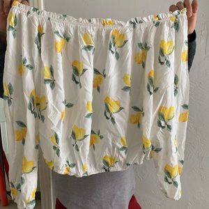 Lemon print off the shoulder top
